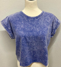 Load image into Gallery viewer, WASHED COTTON CUFFED SHORT SLEEVE TOP
