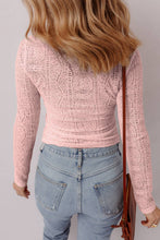 Load image into Gallery viewer, Semi Sheer Lace Long Sleeve Cropped Top

