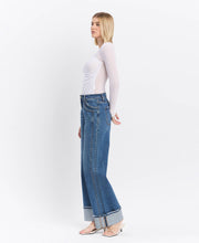 Load image into Gallery viewer, HIGH RISE CUFFED PANEL BAGGY WIDE JEANS
