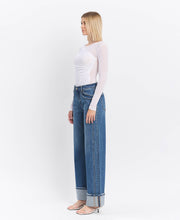 Load image into Gallery viewer, HIGH RISE CUFFED PANEL BAGGY WIDE JEANS
