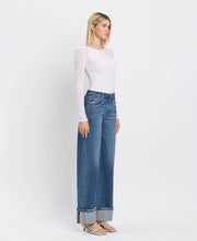 Load image into Gallery viewer, HIGH RISE CUFFED PANEL BAGGY WIDE JEANS
