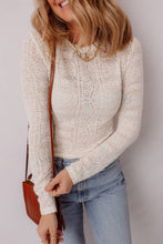 Load image into Gallery viewer, Semi Sheer Lace Long Sleeve Cropped Top
