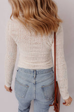 Load image into Gallery viewer, Semi Sheer Lace Long Sleeve Cropped Top
