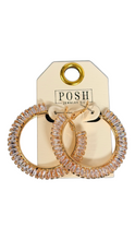 Load image into Gallery viewer, Golden Glow Crystal Hoops
