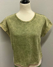 Load image into Gallery viewer, WASHED COTTON CUFFED SHORT SLEEVE TOP
