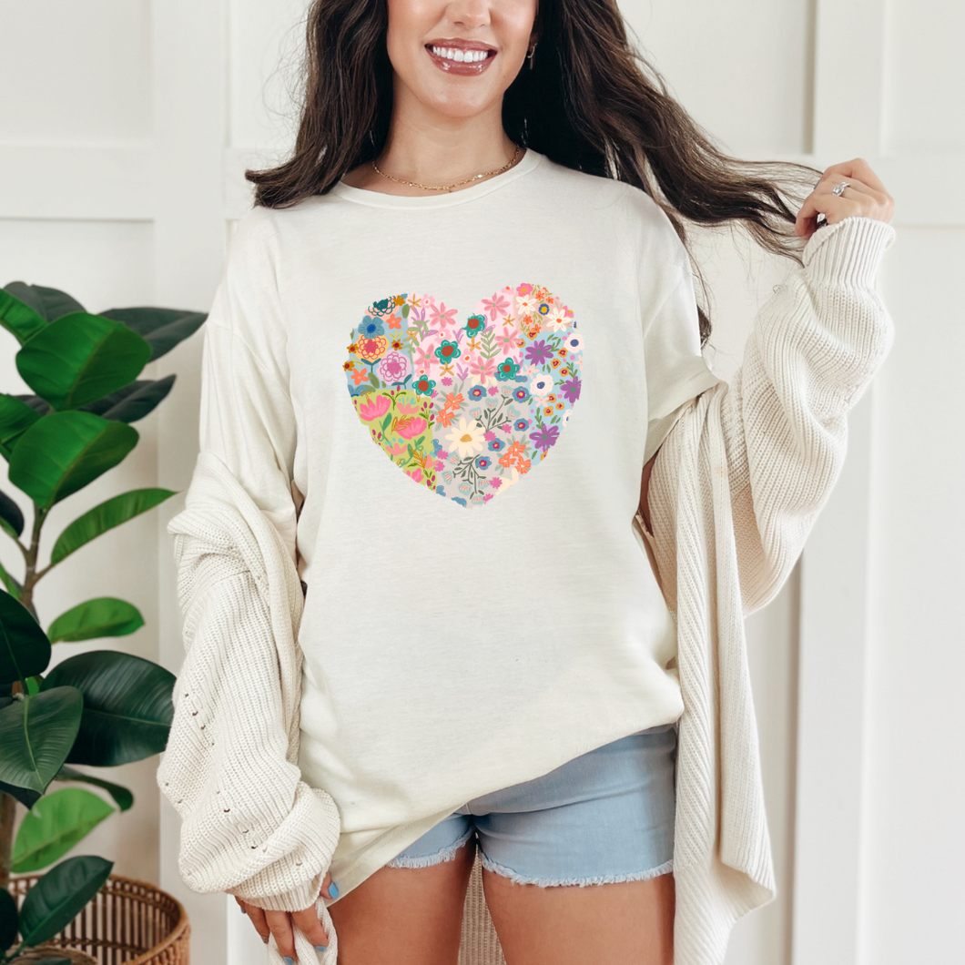 Patchwork Floral Heart Graphic Tee