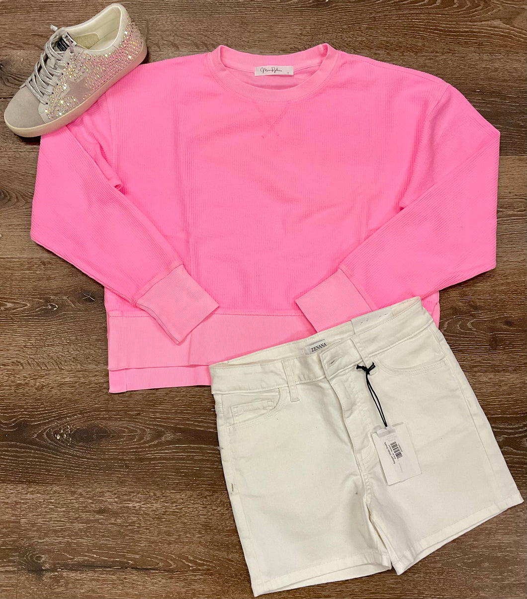 Bright Side Slit Ribbed Top