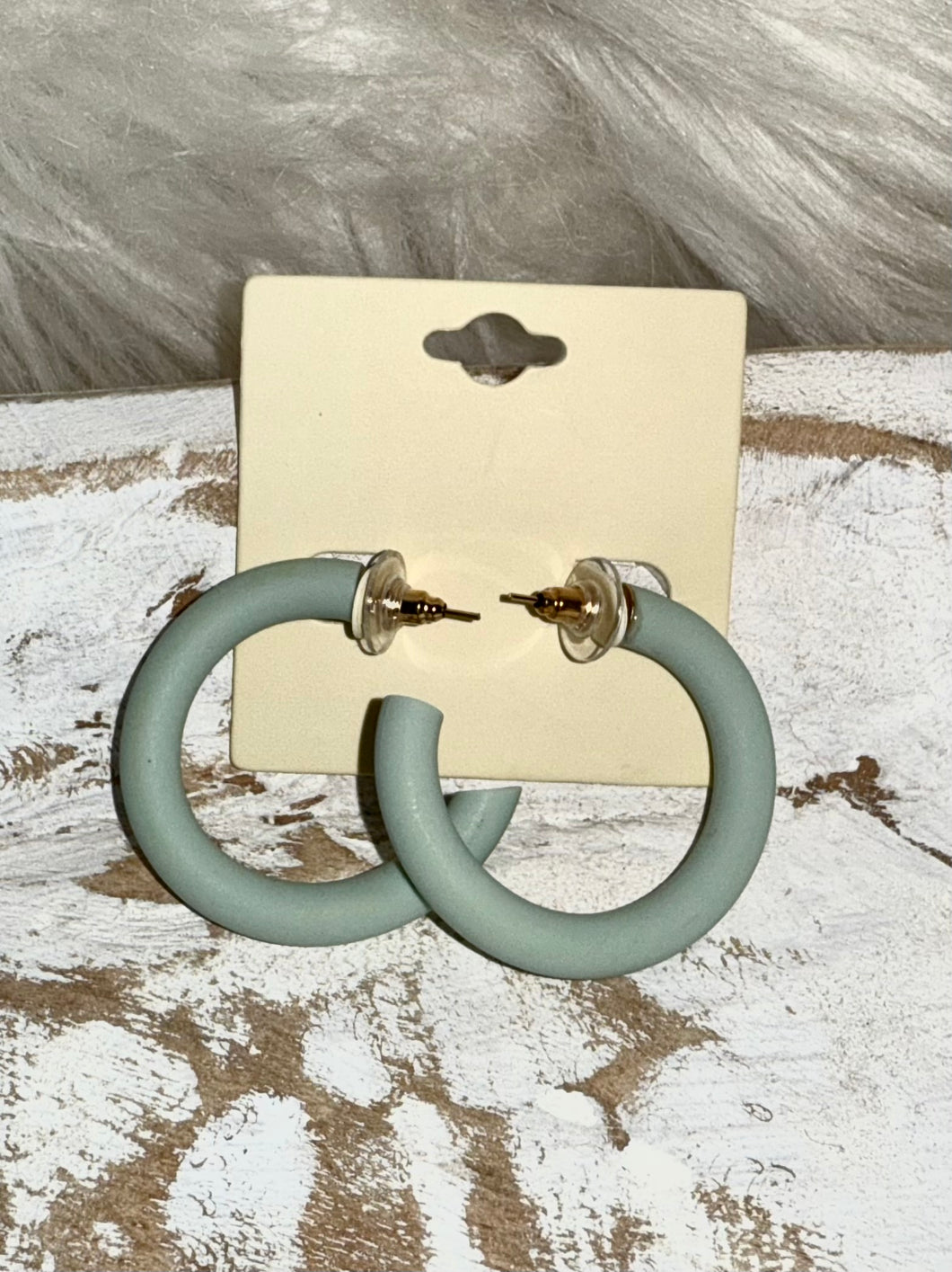 Matte Mint Chunky Hoop Earrings
