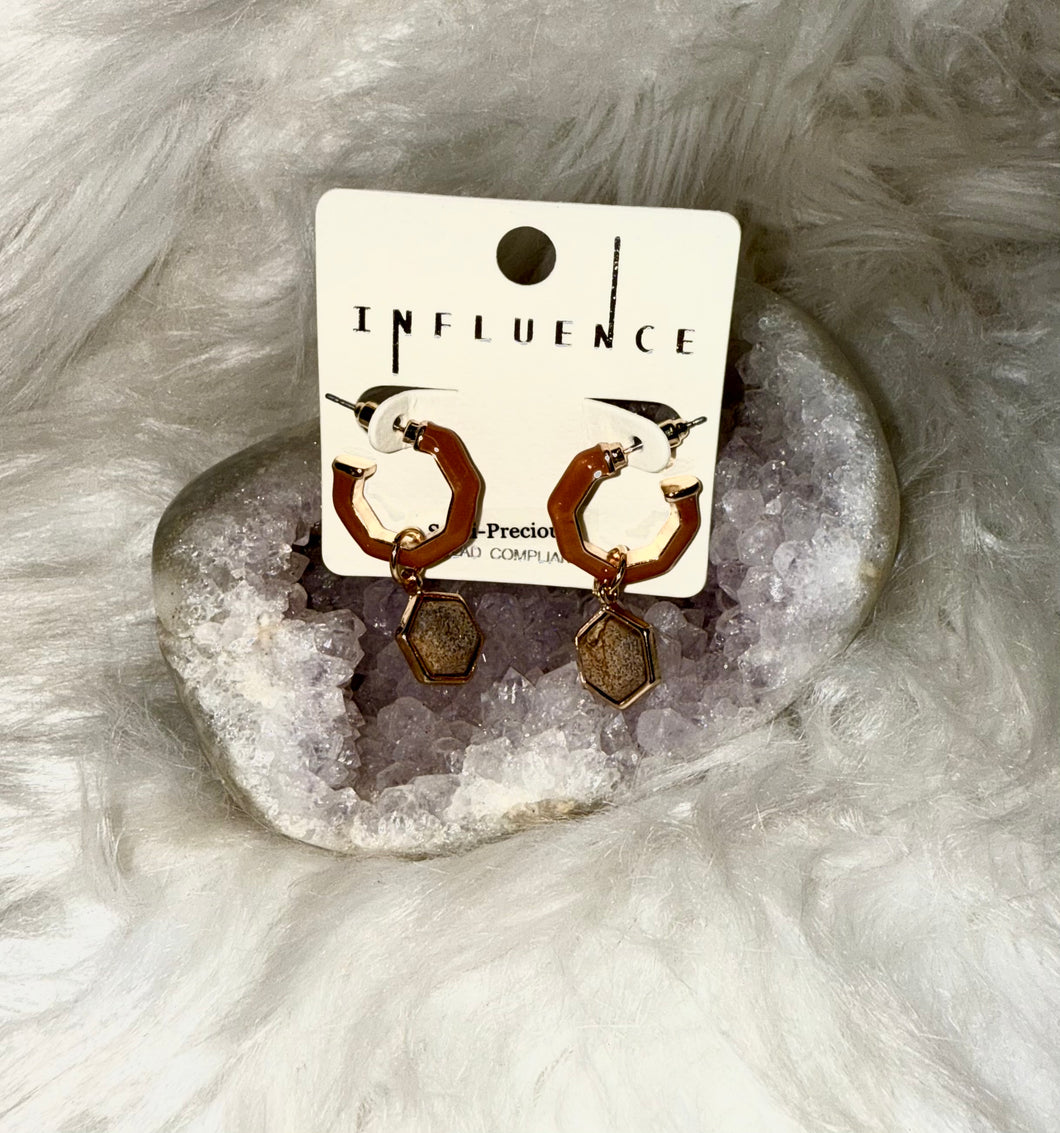 Honey Hex Gem Drop Earrings