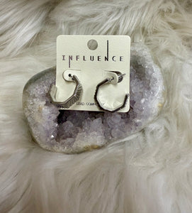 Silver Hex Hoop Earrings