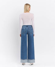 Load image into Gallery viewer, HIGH RISE CUFFED PANEL BAGGY WIDE JEANS

