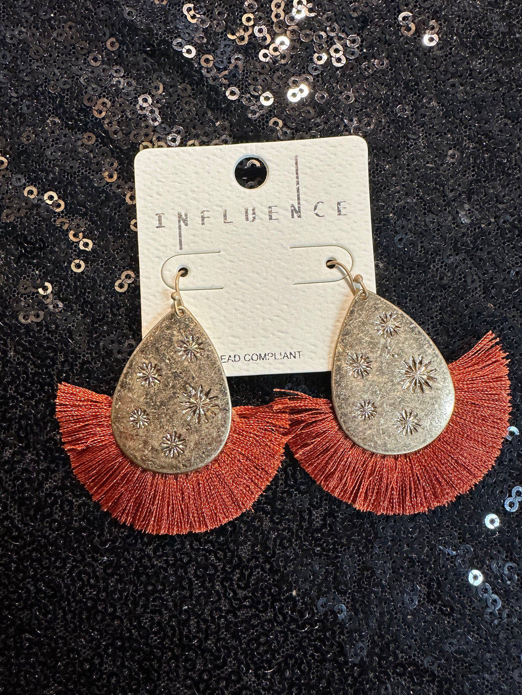 Rust Fringe Boho Teardrops