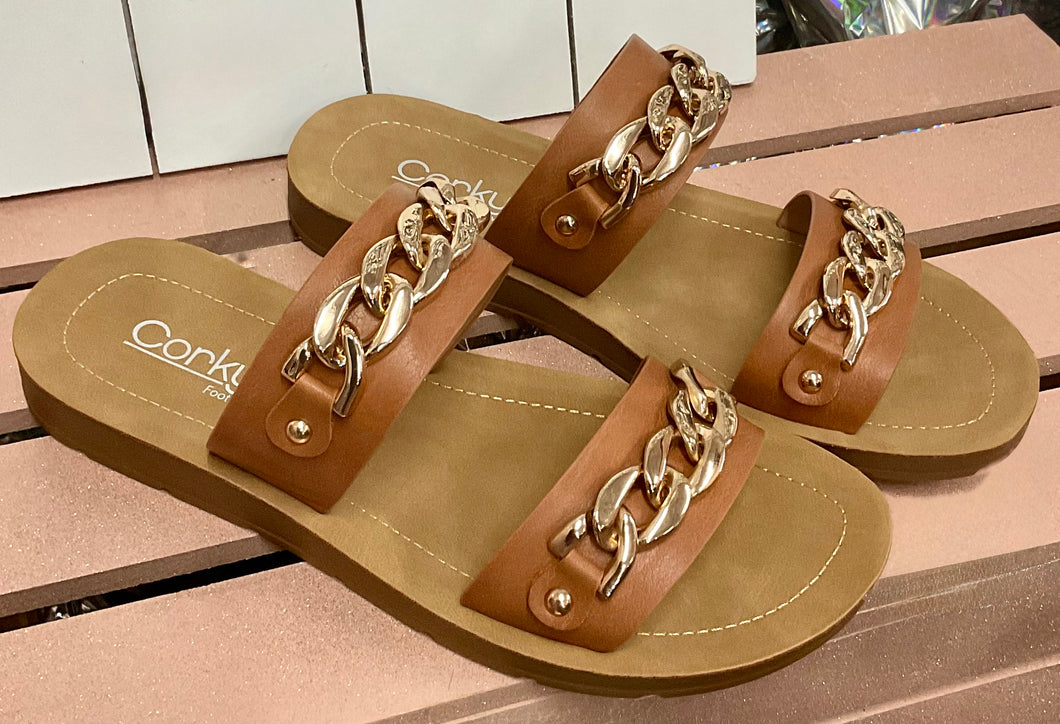 Seeing Double Cognac Sandal