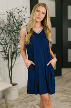 Load image into Gallery viewer, Airloom Trim Detail Mini Tank Dress in Navy
