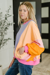 Blockbuster Color Block Pullover in Muted