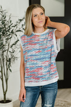 Load image into Gallery viewer, Blurred Beauty Textured Knit Top in Blue, Red and White
