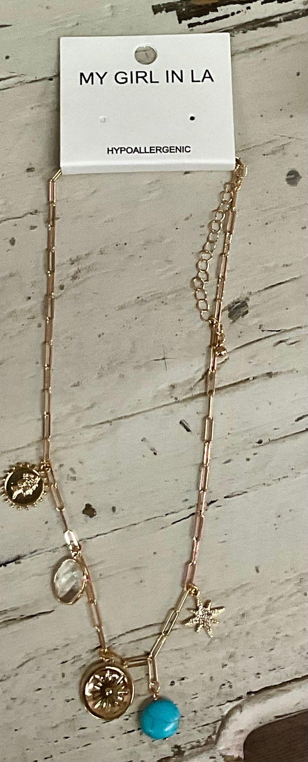 Gold Chain Charm Necklace