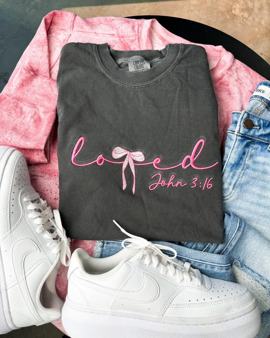 Loved John 3:16 Embroidered Long Sleeve Top