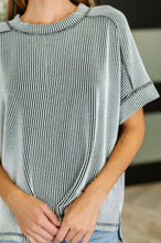 Load image into Gallery viewer, Catch Me Loungin’ Cable Ribbed Knit Top in Black and White
