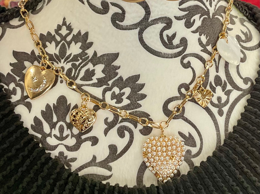 Bubble Heart Charm Necklace
