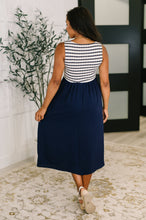Load image into Gallery viewer, Dockside Darling Midi Dress in Navy
