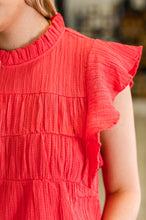 Load image into Gallery viewer, Float This Way Flutter Sleeve Blouse in Coral
