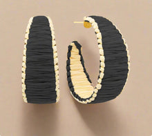Load image into Gallery viewer, Free Spirit Raffia Wrapped Color Hoop Earrings
