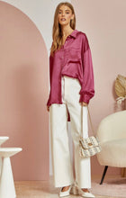 Load image into Gallery viewer, Save Your Applause Magenta Satin Blouse
