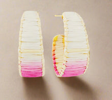 Load image into Gallery viewer, Free Spirit Raffia Wrapped Color Hoop Earrings
