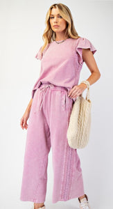 Crochet Accent Wide-Leg Pants