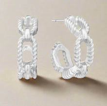 Load image into Gallery viewer, Cooper Chain Link Post Back Huggie Earrings
