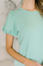 Load image into Gallery viewer, Grace &amp; Virtue Balloon Sleeve Blouse in Mint
