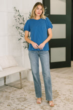 Load image into Gallery viewer, Grace &amp; Virtue Balloon Sleeve Blouse in Ocean Blue
