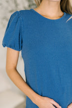 Load image into Gallery viewer, Grace &amp; Virtue Balloon Sleeve Blouse in Ocean Blue
