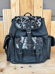 Wrangler Ladies Hair-On Cowhide Black Buckled Backpack