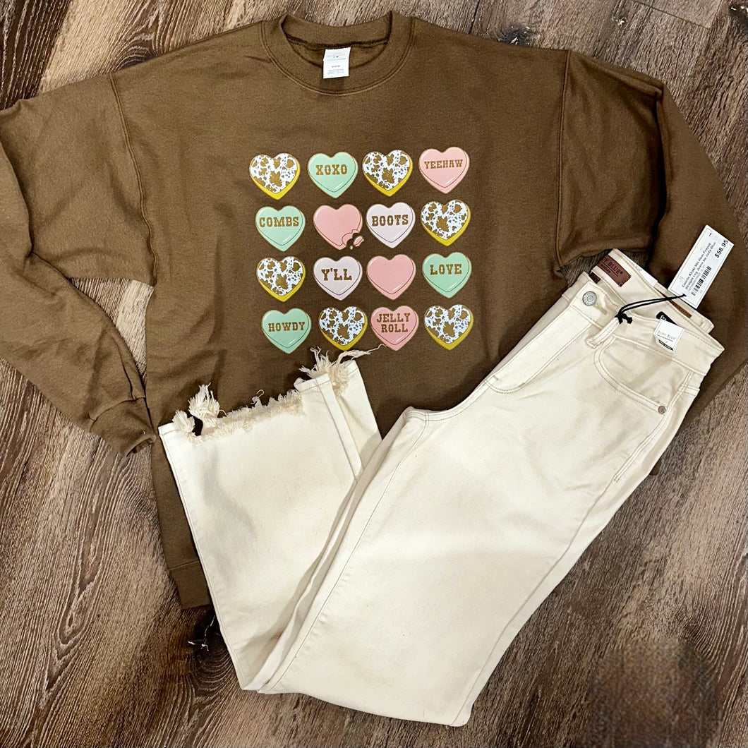 Chocolate Hearts Graphic Sweatshirt