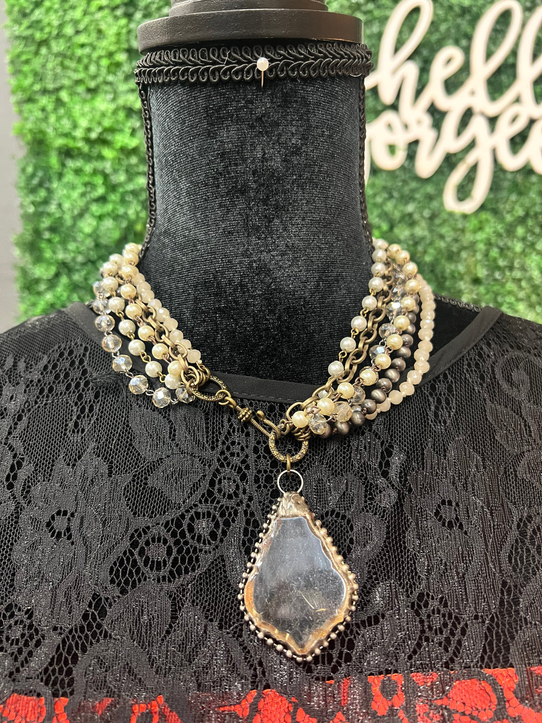 Clear Rhinestone Chunky Beaded Necklace