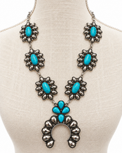 Load image into Gallery viewer, Turquoise Cowgirl Statement Necklace &amp; Earring Set
