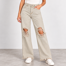 Load image into Gallery viewer, Risen Sandy Shores Distressed Wide Leg Jeans
