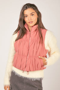 SIGHTS TO SEE CROPPED PUFFER VEST
