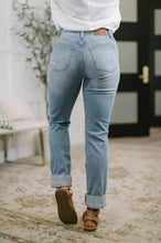 Load image into Gallery viewer, Aiden High Rise Patch Pocket Distressed Boyfriend Jeans
