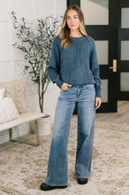 Load image into Gallery viewer, Just For Me Henley Brushed Pullover in Dusty Blue
