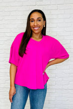 Load image into Gallery viewer, Just a Casual Girly V-Neck Basic Tee in Fuchsia
