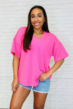Load image into Gallery viewer, Just a Casual Girly V-Neck Basic Tee in Pink Paradise
