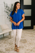 Load image into Gallery viewer, Lizzy Bloom Split Neck Blouse in Royal Blue
