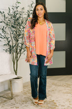 Load image into Gallery viewer, Lizzy Cardigan in Pink and Orange Floral Abstract
