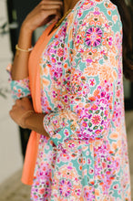 Load image into Gallery viewer, Lizzy Cardigan in Pink and Orange Floral Abstract
