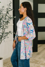 Load image into Gallery viewer, Lizzy Cardigan in Teal and Pink Floral Abstract
