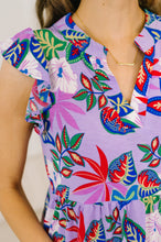 Load image into Gallery viewer, Lizzy Flutter Sleeve Dress in Multi Leaf
