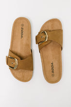 Load image into Gallery viewer, Lizzy Slip On Buckle Strap Sandal in Tan
